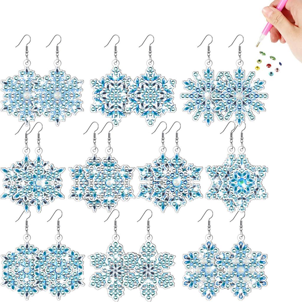 10 párů DIY náušnic s diamantovou mozaikou Vločka Boho Sada pro výrobu diamantových náušnic DIY Sada pro tvoření náušnic s diamantovou malbou