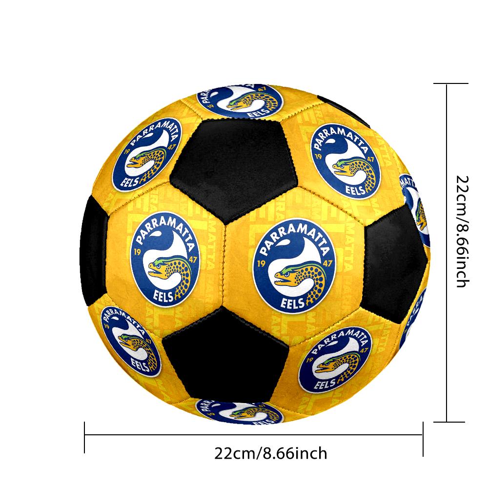 SIZE 5 Parramatta Eels Soccer Ball Colorful All Ages Machine Stitched PVC Competition Ready Durable High-Bounce