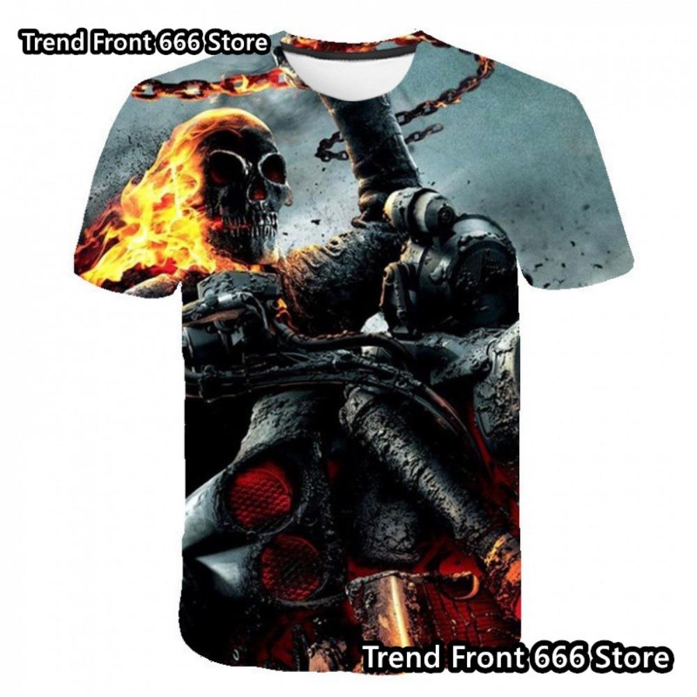 

Топы для мужчин и детей с 3D-принтом «Призрачный гонщик», летние футболки с коротким рукавом и круглым вырезом, повседневные футболки в винтажном стиле для мальчиков и мужчин, больших размеров 6XL