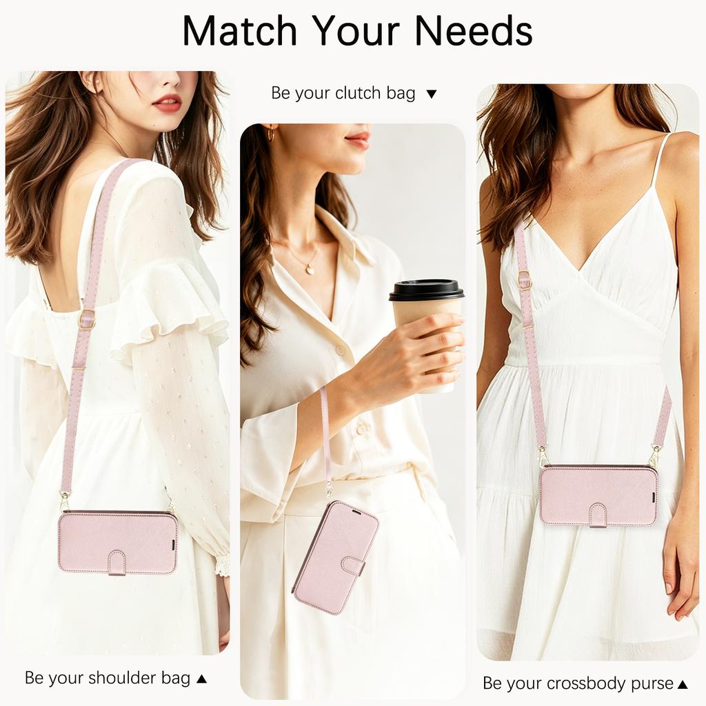 Crossbody Long Lanyard Flip Cards Sold Wallet Leather Case for iPhone 17 Pro Max 16 15 14 13 12 For Magsafe Shockproof Cover