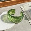 Irregular Forest Waves Art Green Resin Transparent Round Wide Bracelet Women Fashion Charm Thick Wide Fairy Bangle Jewelery