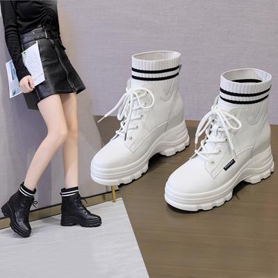 9cm Echtes Leder Damen Knöchel Motorrad Schnee Stiefeletten Herbst Winter Warmes Fell Plüsch Plateau Keil Damen Schuhe