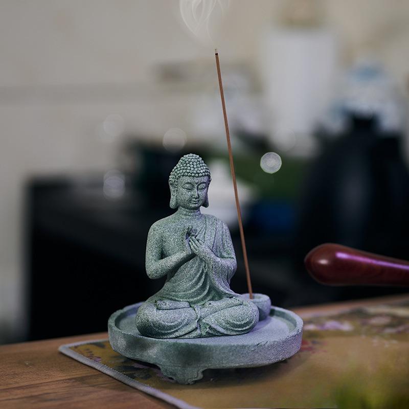 Meditating Buddha Statue Zen Incense Holder Home Decoration Garden Bonsai Aquarium Fish Tank Feng Shui Figurine Collection