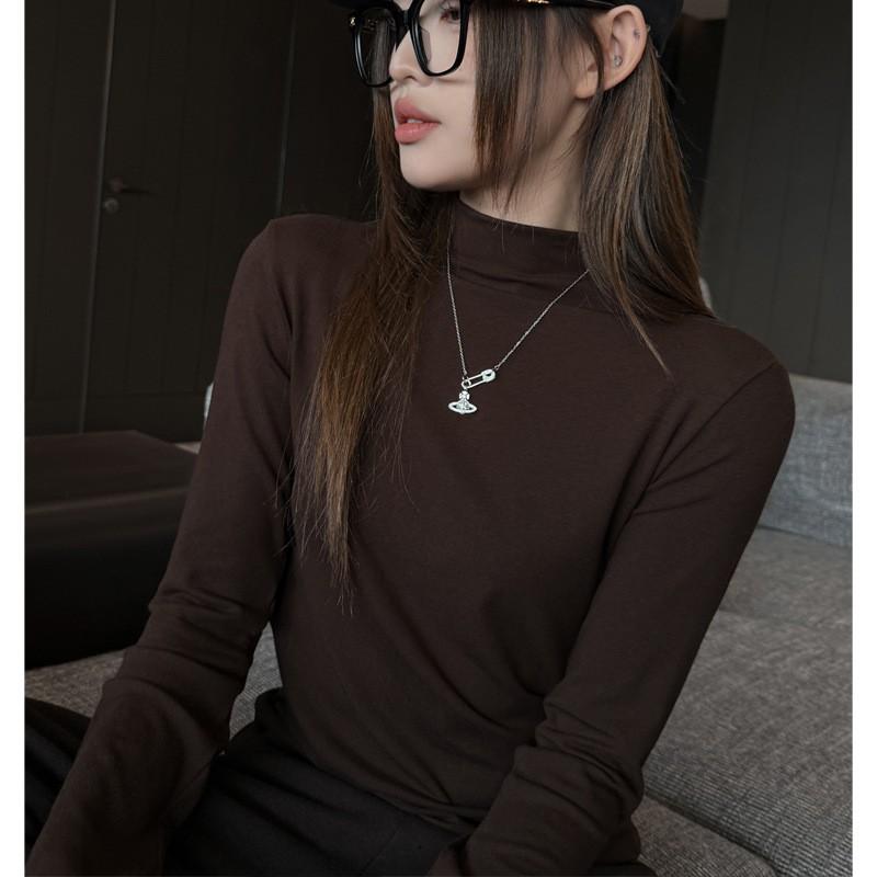 Womens Soft Tencel Wool Blend Half Turtleneck Long Sleeve Top Slim Fit Base Layer Winter