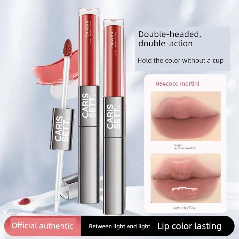 Dual-Effect Essence Lip Gloss Lipstick, Non-Stick, Non-Fading, Mirror-Like Plump Lips, Matte Lip Mud
