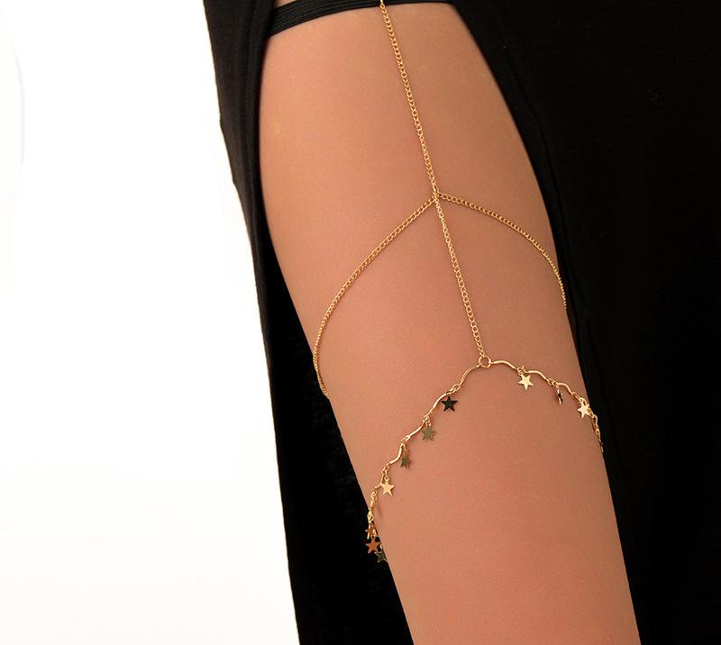 Gold Multi-Chain Diamond Thigh Jewelry for Women