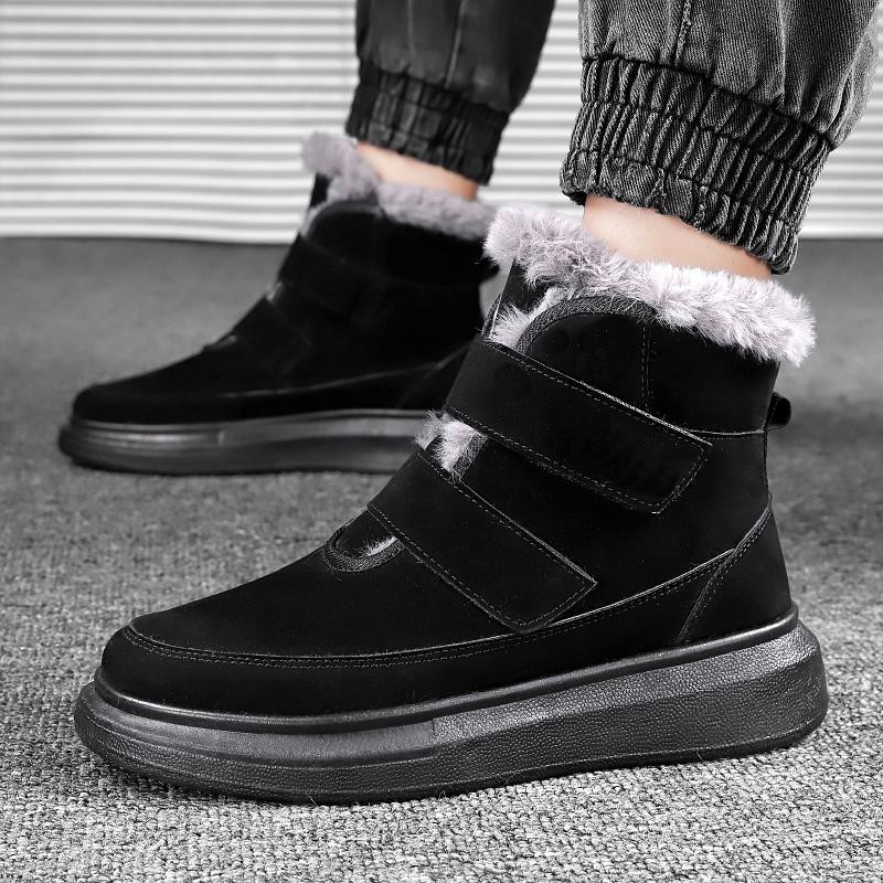 Warm Winter Men Snow Boots Outdoor Suede Leather High Top Boots Men Winter Cotton Shoes Man Ankle Keep Warm Botas Hombre