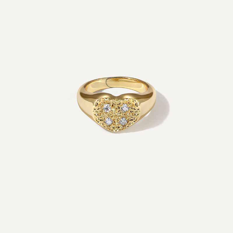Simple Retro Adjustable Heart Ring for Women: European  American Style, Sweet and Cool Stackable Fashion Jewelry Adjustable
