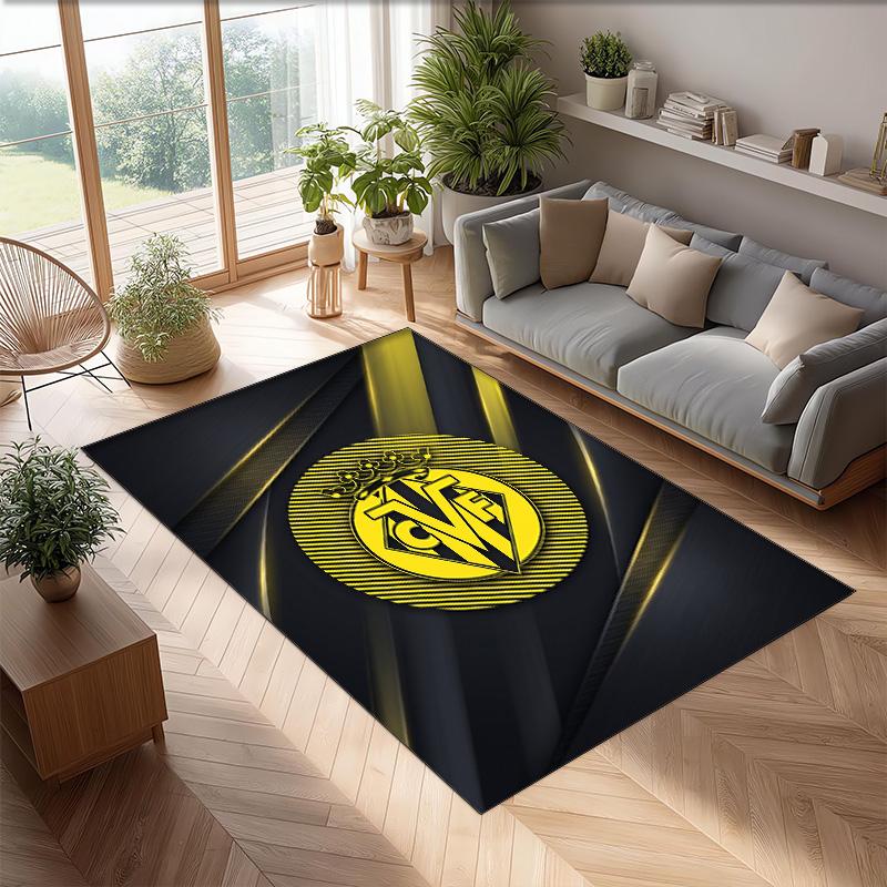 Villarreal FC Soccer Football Pattern Soft Area Rug Non Slip Indoor Floor Carpet Sports Decor Mat for Bedroom