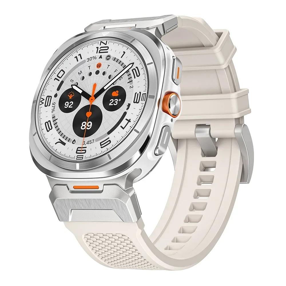 Silicone Bracelet for Samsung Galaxy Ultra Watch 47mm Rubber Men Band Metal Connector Strap for SAMSUNG galaxy watch 7 ULTRA 47