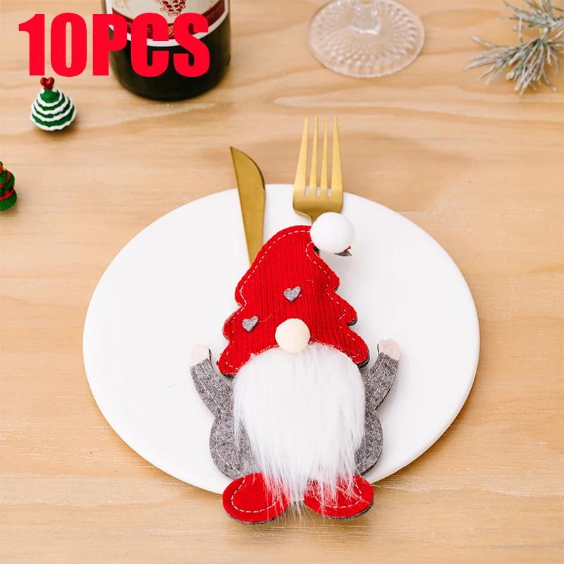 150pcs New Christmas Decorations Gnome Knife and Fork Set Faceless Old Man Knife and Fork Bag Rudolph Cutlery Set