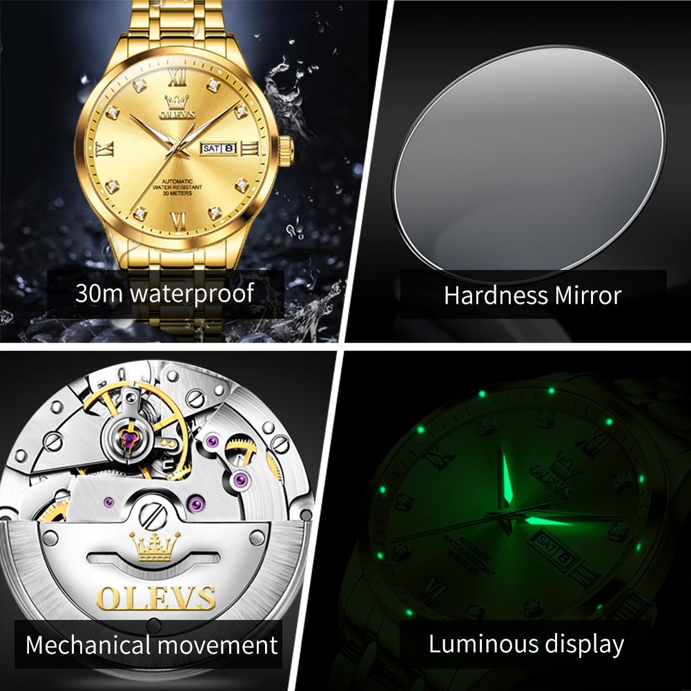 OLEVS 9946 Original Automatic Watch for Men Auto Date Calendar Display Luxury Top Brand Business Men's Mechanical Wristwatches