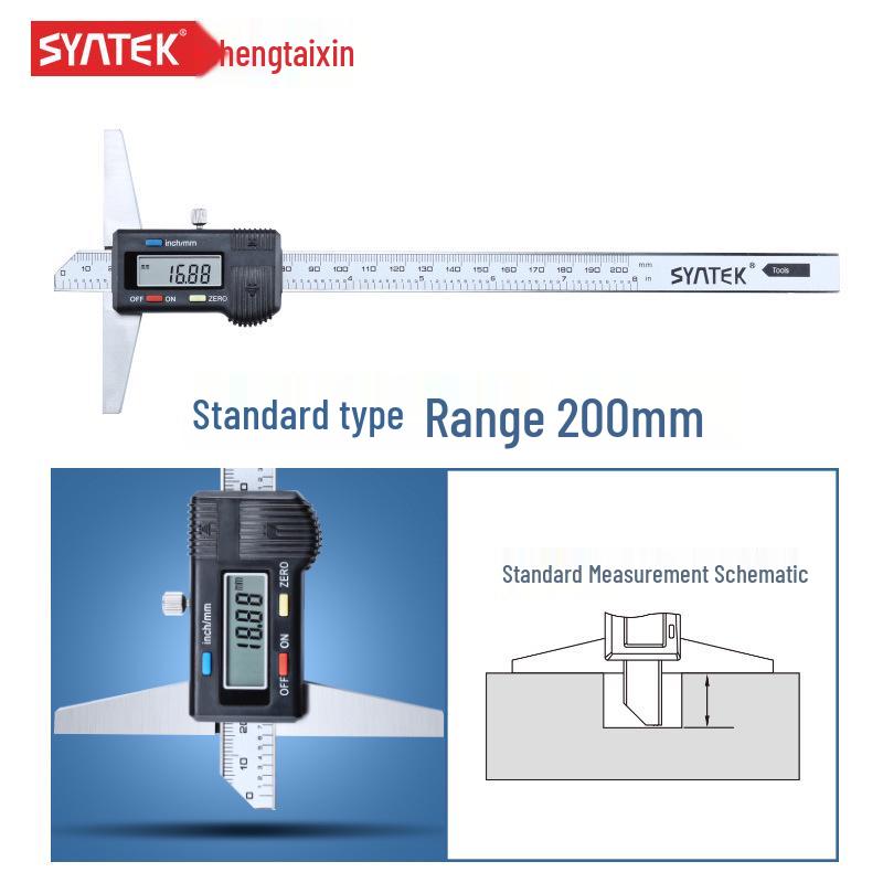 Shengtai Wysokiej Precyzji Cyfrowy Głębokościomierz 0-300mm z Suwmiarką z Pojedynczym/Podwójnym Hakiem