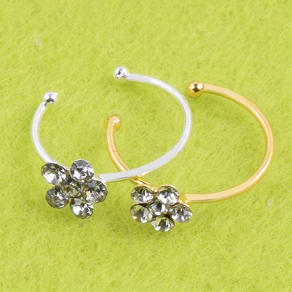 1pc Non Piercing Flower Clip Nose Ring Fake Hoop Earring Stainless Steel Ear Cuff Without Holes Body Jewelry