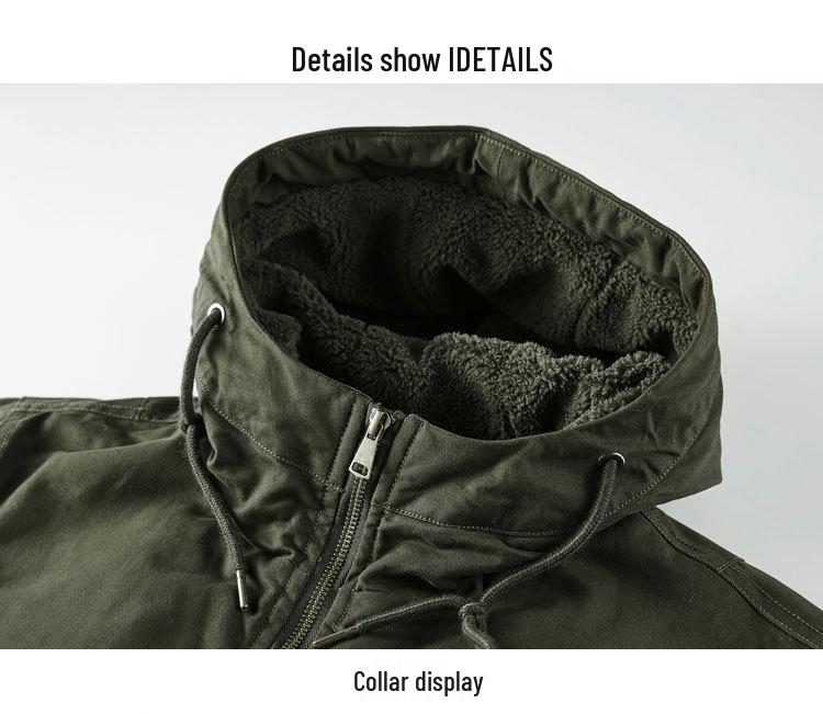 Herrjacka med huva, lös passform, i bomull med fleece - Vinterarbetskläder