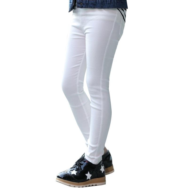Kinder Mädchen Candy Color Baumwolle Slim Fit Bleistifthose Lässige elastische Hose mit Tasche Einfarbige Legging