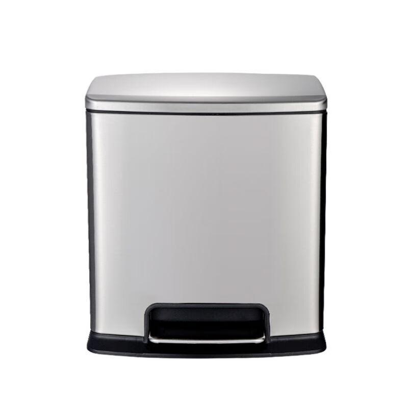 CHUANGLAI Stainless Steel Dual-Compartment Pedal Bin 15L+15L Double Inner Buckets