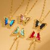 Sweet Colorful Butterfly Necklace Choker Dainty Layering Pendant Romantic Date Zircon for Women