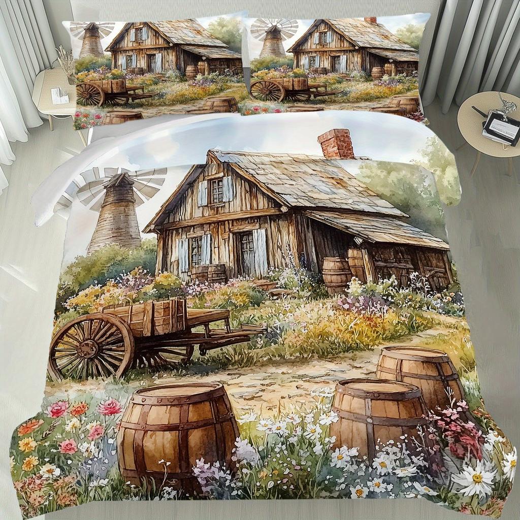 American Style Bedding Set Soft Polyester Duvet Cover Set Quilt Cover With Pillowcase For Bedroom Decor Birthday Gift For Girls