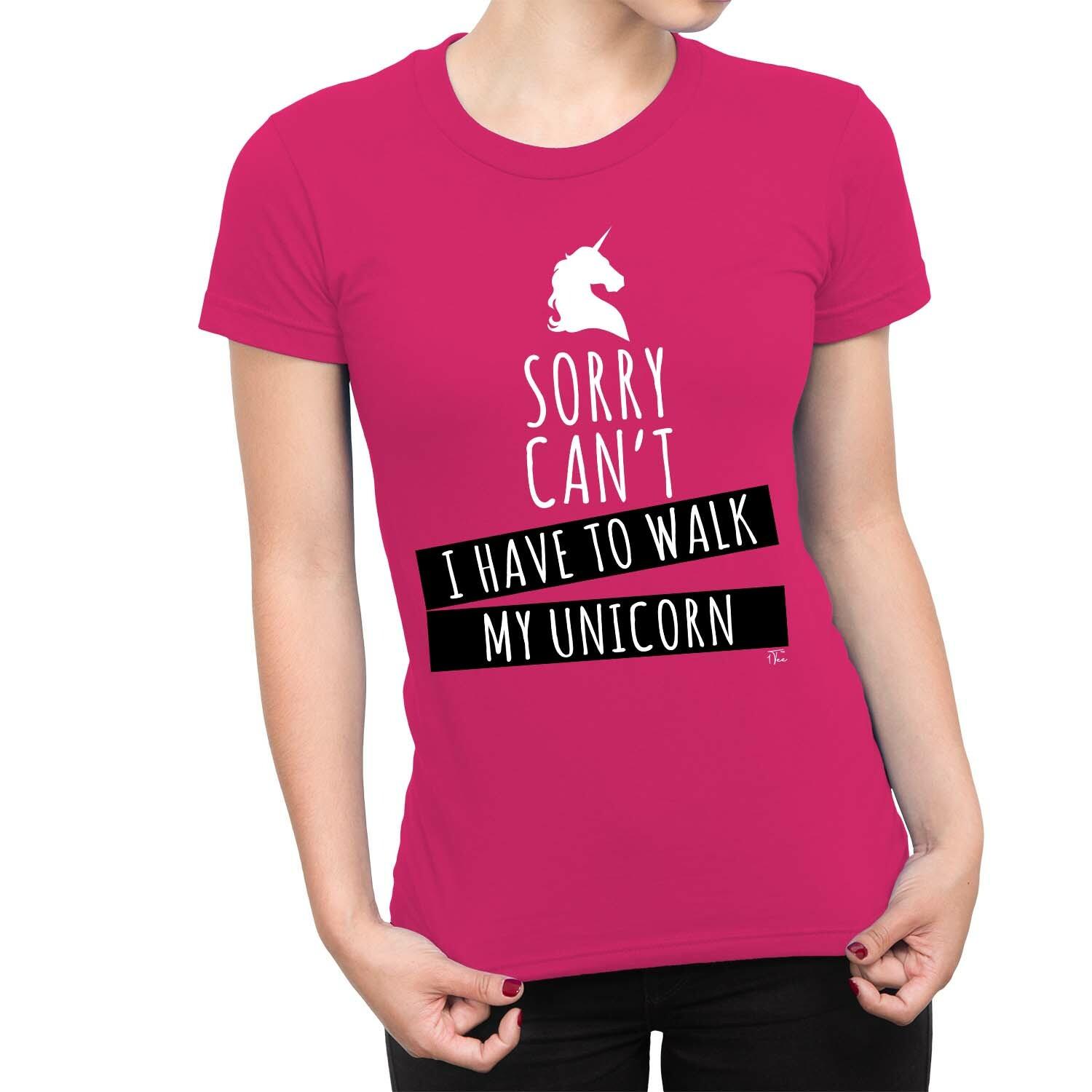 1Tee Womens Sorry Can t I Have To Walk My Unicorn T-Shirt XXL