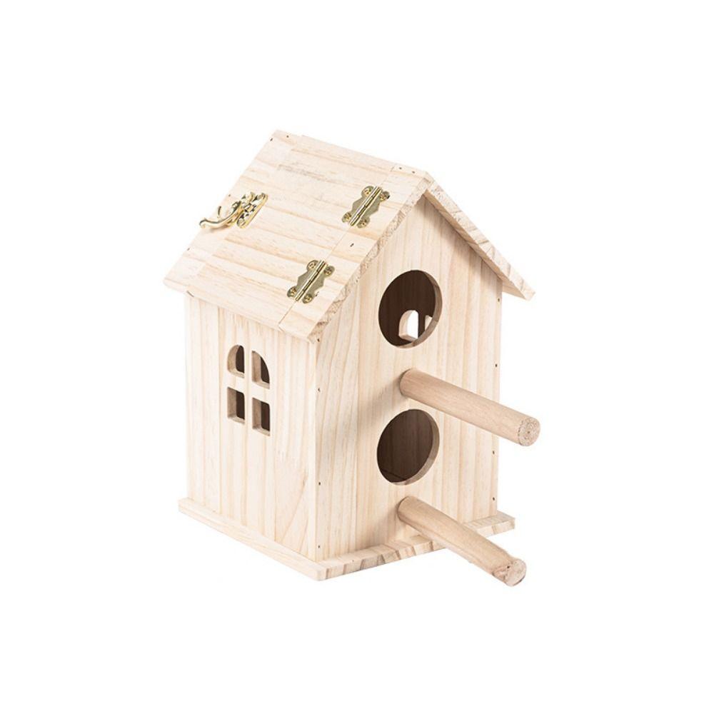 Rainproof Wood Bird House Large Space Bird Nesting Box Practical Birds Breeding Box  For Bird Cage