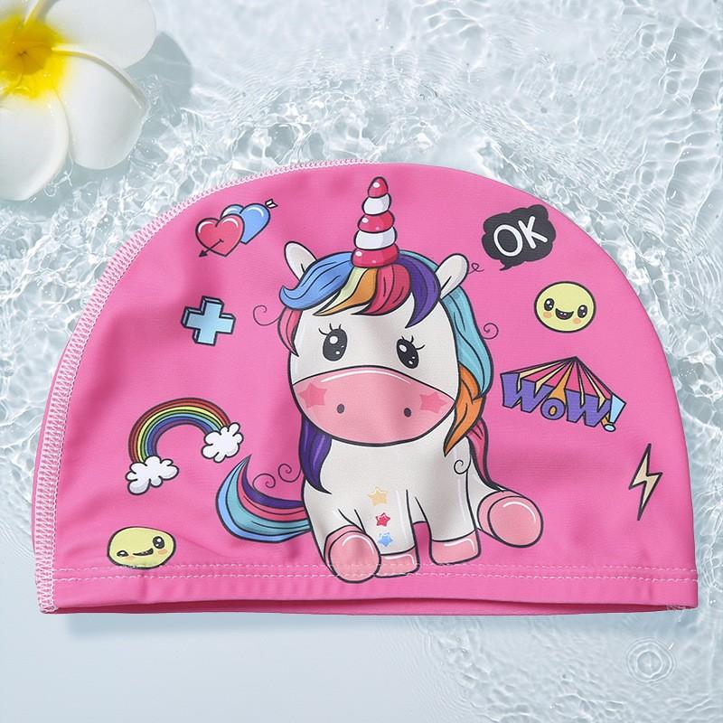 Tegneseriedyr Barn Badehette Jenter Gutter Polyester Vanntett Badehatt Elastisk barnebasseng Badehette 1-10 år gammel