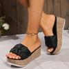Fashion Comemore Lightweight Thick Bottom Wedges High-heeled Sandals Slippers Womrn Fashion Versatile Outside Wear Leisure Beach Slides