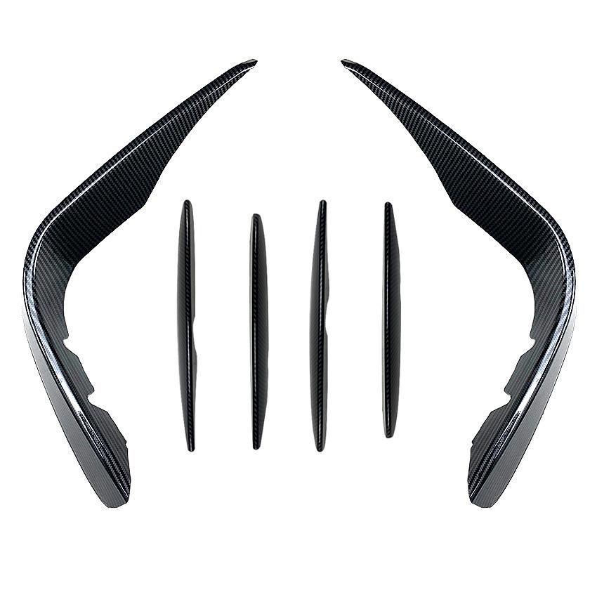 Gloss Black/Carbon Pattern Air Knife Front Fog Lamp Cover Grille Slats for Mercedes Benz GLC X253 2016 2017