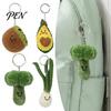 Stuffed Vegetable Schoolbag Charms Handmade Wool Felt Fruit Keychain, Cute Key Ring for Bag Backpack, Avocado Broccoli Green Onion Pendant,
