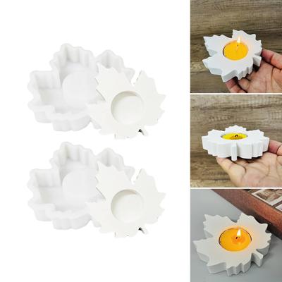 2Pcs Leaf Shaped Silicone Candle Holder Molds for Epoxy Resin Candle Stand Tealight Holder Jewelry Tray Home Decoration
