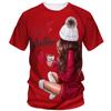 Hot Christmas Party 3D Printed T-shirt Male and Female Couple Red Short Sleeved Party Top Plus Size Loose Street Fashion Top