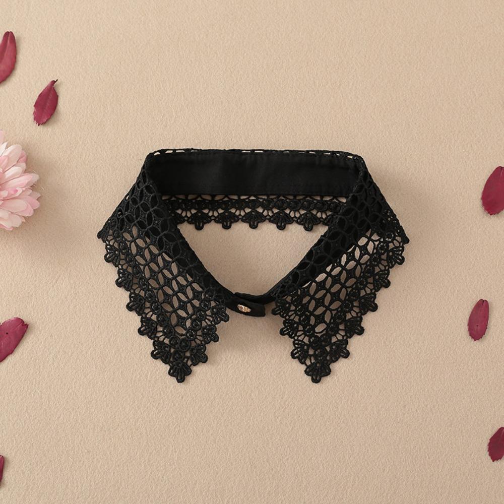 Schwarz Weiß Falscher Kragen Spitze Floral Hochzeitskleid Accessoire Mode Dekoration Kragen