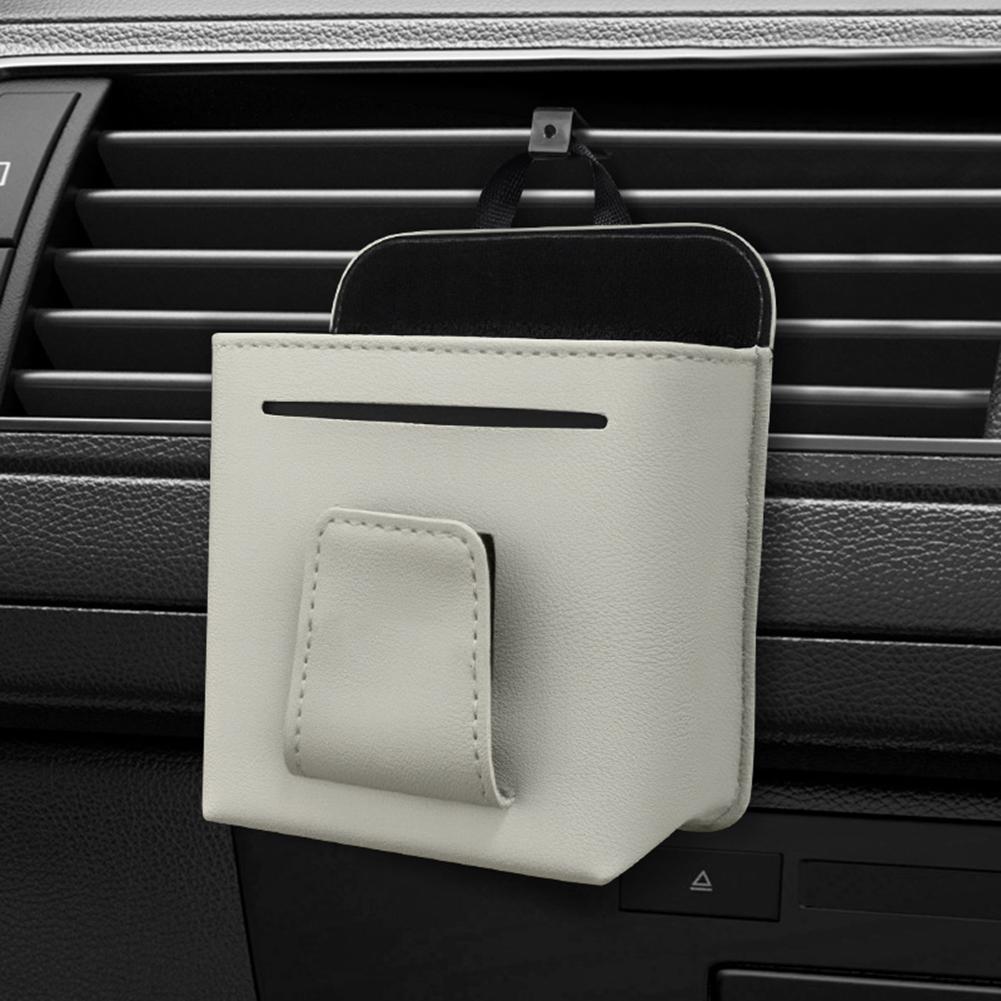 Car Air Vent Storage Holder, Car Vent Organizer, PU Leather Vent Storage Bag Pocket Car Air Vent Outlet Automotive Accessories