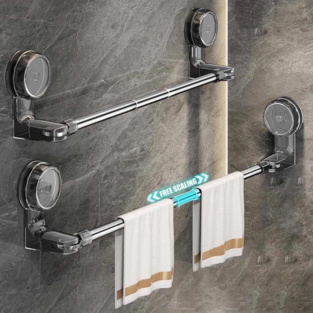 Retractable Suction Cup Towel Bar Bathroom Sturdy Wall Mounted Towel Bar Holders for Shower Bathroom Towl Storage Supplies
