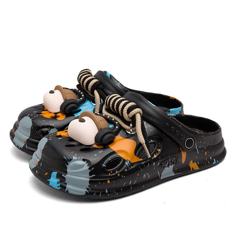 

Пещерная обувь мужская уличная летняя модная тенденция, противоскользящие и износостойкие повседневные мужские шлепанцы 39 чёрный