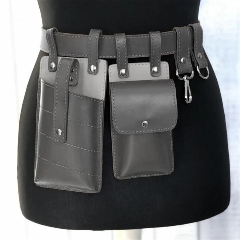 Medieval Leather Waist Pouches With Leather Belt Steampunk Waist Bag Medieval Leather Side Pack for Halloween Cosplay