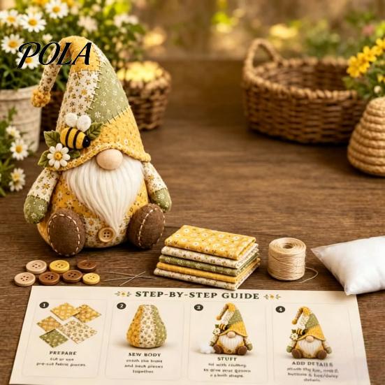 Anfänger Nähprojekt DIY Patchwork Wichtel Set, Weihnachten 3D Set Bastelset für Anfänger Erwachsene Handgemachtes Geschenk Vorgeschnittene Stoffteile