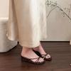 Wedge heel retro toe slippers women's new summer wear seaside beach French small sandals high heels in 2025