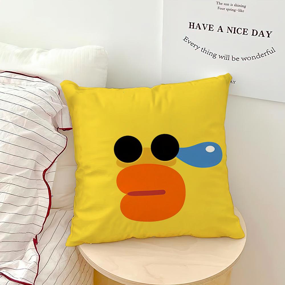 Cute Cartoon Kawaii Yellow Duck S-Sally Face Art Soft Hogar Pillowcase For Sofa Living Room Bed Home Decor Protective Covers