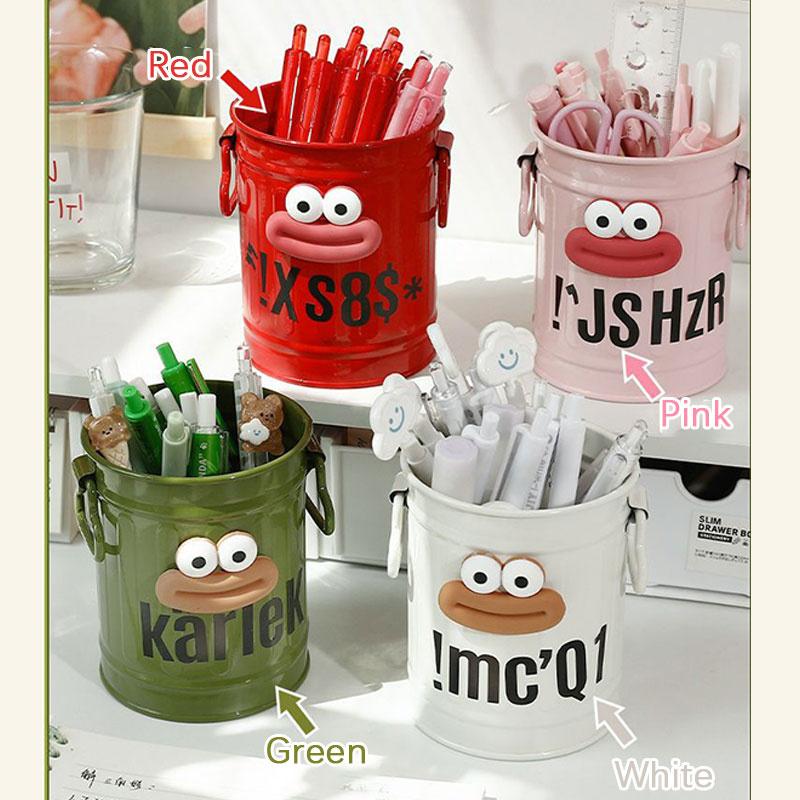 Big Mouth" Iron Pen Container Iron Pen Holder Student Desktop Iron Barrel Office