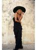 2023 Spring/Summer Backless Spaghetti Strap U-Neck Off-Shoulder Wavy Bodycon Side Slit Maxi Dress