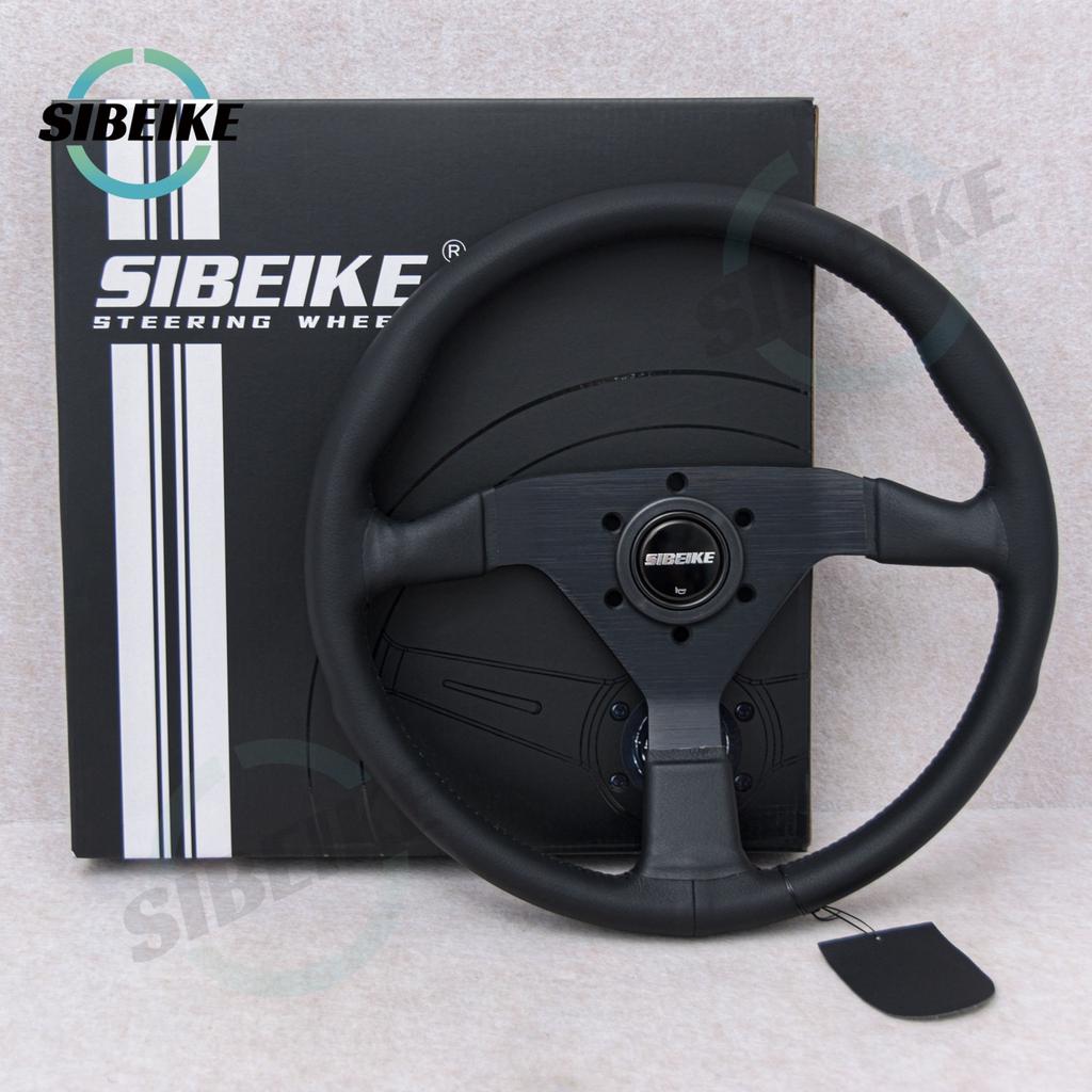 SIBEIKE Montecarlo Style Leather Steering Wheel 14inch JDM Modified Car Sports Racing Steering Wheel