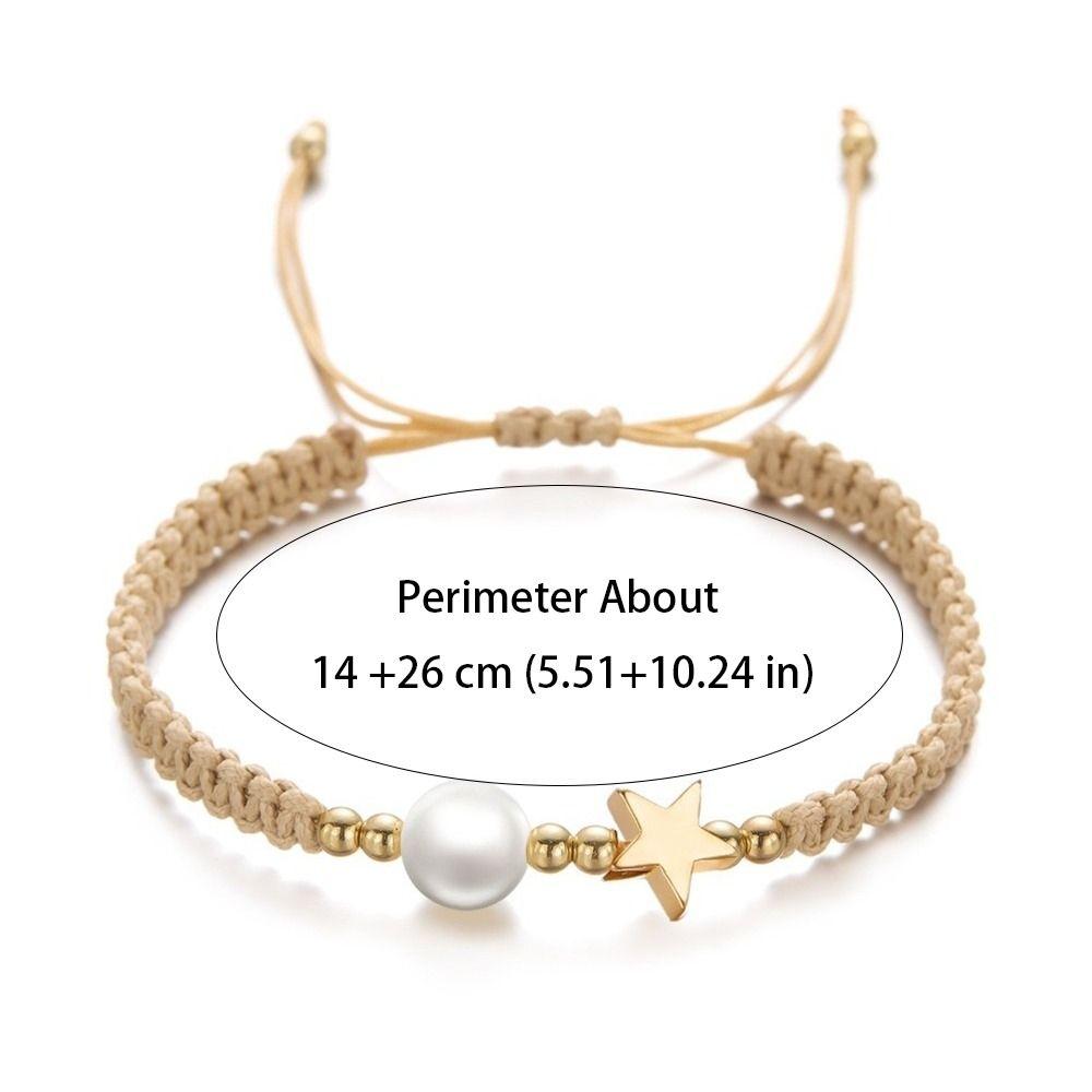Pearl Bead Star-Shaped Bracelet Adjustable Casual Bracelet Bangle Woven Bracelet  Men