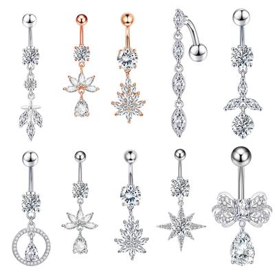 Zirkon Bauchnabelring für Frauen Mädchen Edelstahl Nabel Bauchnabelringe Sexy Körperschmuck Piercing