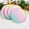 Rainbow Round Paper Cups Plates Napkins With Disposable Paper Tableware For Party Cake Plates Cups Wedding Birthday Banquet Picnic Dessert Decor