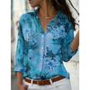 1116 European and American style women's cardigan long-sleeved shirt 1D printed butterfly versatile top