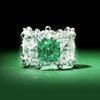 Lulu Tong 2022 S925 Silver Lace Geometric Ring with 8 Carat Green High Carbon Diamond