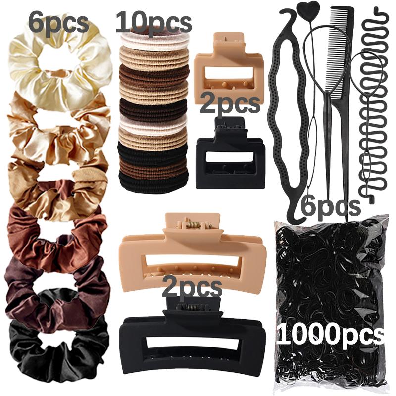 

1209 шт./набор Аксессуары для волос для женщин Ассорти Эластичные резинки для волос Повязки для волос Держатели для хвостика Резинки Заколка для волос