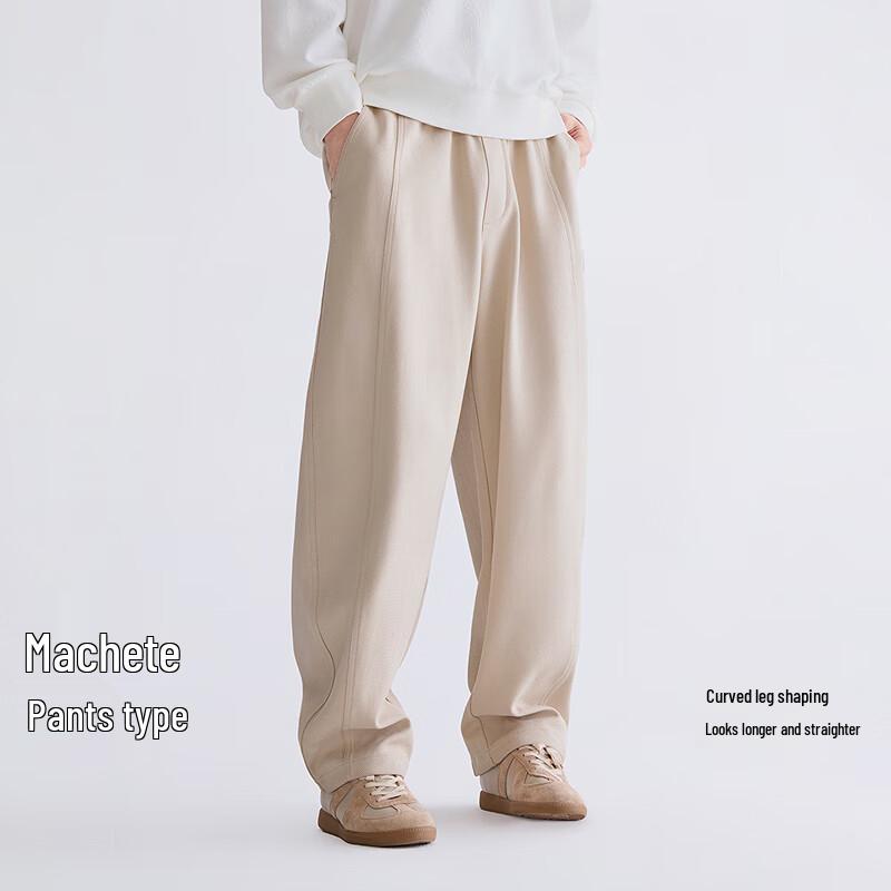 GXG Men's Twill Texture Curved-Leg Straight Casual Pants