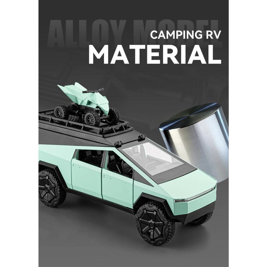 1/24 Tesla Cybertruck Camping RV Alloy Die Cast Toy Car Model Sound and Light Children's Toy Collectibles Birthday Gift